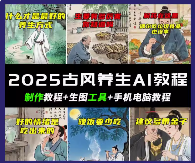 抖音AI古风养生视频教程日入五张 轻松涨粉 10W+客创社 - 专注互联网轻资产创业及网络项目资源整合与分享客创社 - 专注互联网轻资产创业及网络项目资源整合与分享