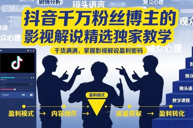 抖音千万粉丝博主的影视解说精选独家教学，干货满满，掌握影视解说盈利密码(更新) 《鱼见海科技》-鱼见海资源网-免费PHP网站源码模板,插件软件网创AI智能体资源分享平台！