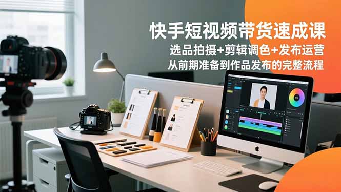 快手短视频带货速成课，选品拍摄+剪辑调色+发布运营，从前期准备到作品发布的完整流程中赚AI网_草根零加盟费创业平台_小本副业项目推荐_抖音短视频 / AI 创业教程库项目资源网