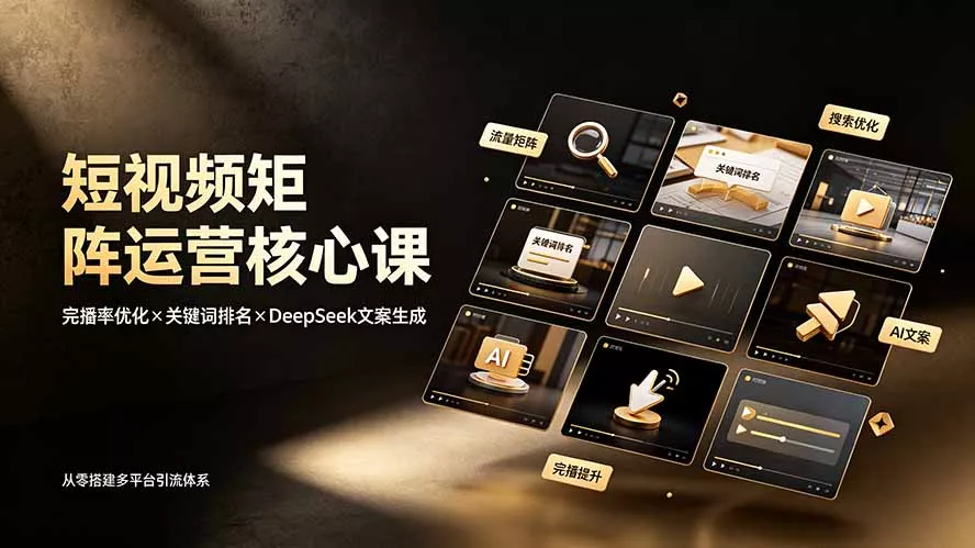 短视频矩阵运营核心课：完播率优化×关键词排名×DeepSeek文案生成，从零搭建多平台引流体系-软件百科