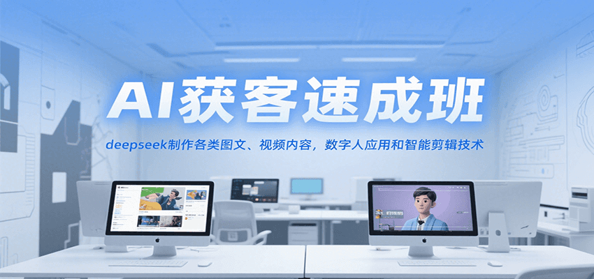 AI获客速成班，deepseek制作各类图文、视频内容，数字人应用和智能剪辑技术-客创社 - 专注互联网轻资产创业及网络项目资源整合与分享客创社-免费且强大的项目分享网站！