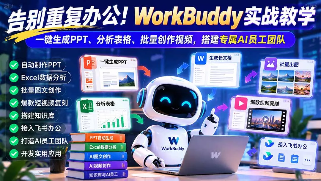 告别重复办公！WorkBuddy实战教学：一键生成PPT、分析表格、批量创作视频，搭建专属AI员工团队昭宸资源分享 | 昭宸网创 | 昭宸笔记 | 昭宸资源库 | 昭宸副业指南 | 昭宸创业项目 | 昭宸干货分享 | 昭宸实战玩法 | 昭宸引流脚本 | 昭宸变现教程 | 昭宸 AI 工具 | 昭宸无货源 | 昭宸 C 单玩法 | 昭宸网创资源 | 昭宸副业教程 | 昭宸引流干货 | 昭宸变现玩法 | 昭宸创研库 | 网创干货基地 | 网创实战教程 | 网创项目大全 | 网创副业项目 | 网创引流技巧 | 网创变现玩法 | 网创零基础入门 | 网创暴利项目 | 网创蓝海项目 | 网创实操手册 | 网创资料合集 | 网创工具分享 | 网创课程资料 | 网创运营攻略 | 网创赚钱秘籍 | 网创被动收入 | 网创轻资产创业 | 网创低成本项目 | 闲鱼无货源教程 | 闲鱼倒卖项目 | 闲鱼虚拟产品 | 闲鱼引流技巧 | 闲鱼开店攻略 | 闲鱼爆款选品 | 闲鱼自动发货 | 闲鱼副业赚钱 | 闲鱼 C 单 2.0 | 闲鱼流量玩法 | 小红书起号教程 | 小红书变现玩法 | 小红书引流攻略 | 小红书爆款文案 | 小红书素材库 | 小红书运营技巧 | 小红书虚拟资源 | 小红书带货项目 | 小红书 AI 作图 | 小红书流量密码 | 淘宝无货源开店 | 淘宝蓝海选品 | 淘宝引流技巧 | 淘宝运营教程 | 淘宝虚拟产品 | 淘宝客变现 | 淘宝爆款打造 | 淘宝新店运营 | 淘宝 C 店玩法 | 淘宝副业项目 | AI 网创项目 | AI 变现教程 | AI 文案生成 | AI 作图赚钱 | AI 视频剪辑 | AI 工具合集 | AI 自动化运营 | AI 虚拟产品 | AI 副业赚钱 | AI 引流脚本 | C 单 2.0 教程 | C 单实战玩法 | C 单引流技巧 | C 单变现攻略 | C 单项目资料 | C 单零基础教学 | C 单暴利玩法 | C 单自动脚本 | C 单流量玩法 | C 单副业项目 | 无货源电商教程 | 无货源选品技巧 | 无货源开店攻略 | 无货源虚拟项目 | 无货源自动发货 | 无货源爆款玩法 | 无货源副业赚钱 | 无货源运营手册 | 无货源工具合集 | 无货源蓝海项目 | 虚拟资源项目 | 虚拟产品变现 | 虚拟资料合集 | 虚拟产品开店 | 虚拟资源引流 | 虚拟产品教程 | 虚拟资源倒卖 | 虚拟产品暴利 | 虚拟副业项目 | 副业赚钱项目 | 副业零基础入门 | 副业实操教程 | 副业变现攻略 | 副业引流技巧 | 副业工具合集 | 副业资料大全 | 副业轻资产 | 副业被动收入 | 副业暴利玩法 | 网络创业项目 | 网络赚钱教程 | 网络引流技巧 | 网络变现玩法 | 网络运营攻略 | 网络干货基地 | 网络实战手册 | 网络工具分享 | 网络课程资料 | 网络蓝海项目 | 短视频变现 | 短视频引流 | 短视频教程 | 短视频素材库 | 短视频运营 | 短视频带货 | 短视频脚本 | 短视频爆款 | 短视频 AI 剪辑 | 短视频副业 | 自媒体变现 | 自媒体起号 | 自媒体运营 | 自媒体文案 | 自媒体素材 | 自媒体引流 | 自媒体教程 | 自媒体副业 | 自媒体工具 | 自媒体干货 | 电商运营教程 | 电商引流技巧 | 电商变现玩法 | 电商选品攻略 | 电商工具合集 | 电商开店教程 | 电商爆款打造 | 电商虚拟项目 | 电商副业赚钱 | 电商蓝海项目 | 引流技术教程 | 精准引流玩法 | 全自动引流 | 私域引流技巧 | 社群引流攻略 | 图文引流教程 | 引流脚本合集 | 引流干货基地 | 引流实战玩法 | 变现技巧大全 | 变现项目合集 | 变现实操教程 | 变现工具分享 | 变现攻略手册 | 暴利变现玩法 | 被动变现项目 | 轻资产变现 | 虚拟变现教程 | 副业变现秘籍创云网创