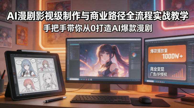 AI漫剧影视级制作与商业路径全流程实战教学，手带你从0打造AI爆款漫剧客创社区-专注互联网轻资产资源整合与分享客创社区-专注互联网轻资产资源整合与分享