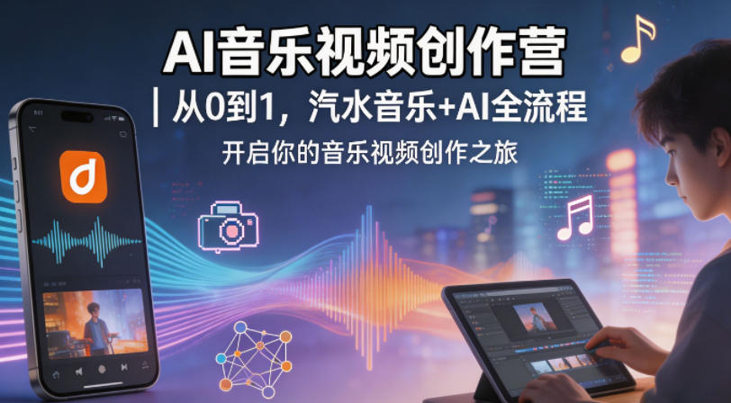 AI音乐视频创作营｜从0到1，汽水音乐+AI全流程，开启你的音乐视频创作之旅客创社区-专注互联网轻资产资源整合与分享客创社区-专注互联网轻资产资源整合与分享