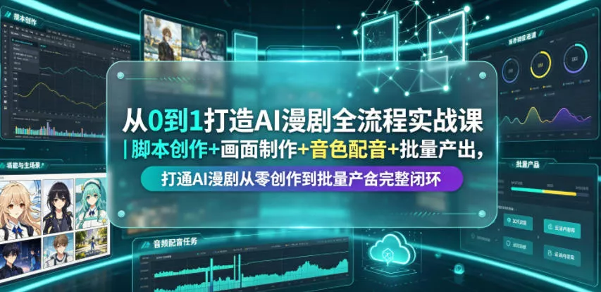 从0到1打造AI漫剧全流程实战课｜脚本创作+画面制作+音色配音+批量产出，打通AI漫剧从零创作到批量量产完整闭环客创社区-专注互联网轻资产资源整合与分享客创社区-专注互联网轻资产资源整合与分享