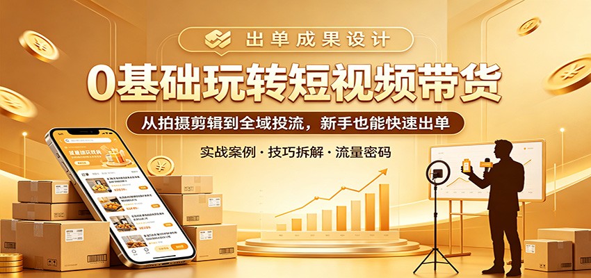 0基础玩转短视频带货：从拍摄剪辑到全域投流，新手也能快速出单客创社区-专注互联网轻资产资源整合与分享客创社区-专注互联网轻资产资源整合与分享