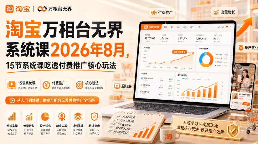 淘宝万相台无界系统课2026年8月，15节系统课吃透付费推广核心玩法星享资源网星享资源网