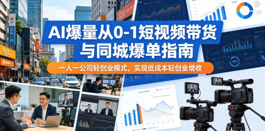 AI爆量从0-1短视频带货与同城爆单指南，一人一公司轻创业模式，实现低成本轻创业增收 《鱼见海科技》-鱼见海资源网-免费PHP网站源码模板,插件软件网创AI智能体资源分享平台！
