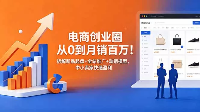 电商创业圈从0到月销百万！拆解新品起盘+全站推广+动销模型，中小卖家快速盈利客创社区-专注互联网轻资产资源整合与分享客创社区-专注互联网轻资产资源整合与分享