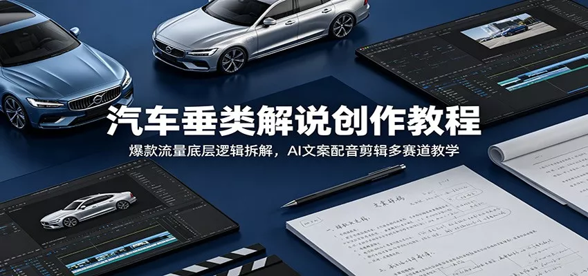 汽车垂类解说创作教程：爆款流量底层逻辑拆解，AI文案配音剪辑多赛道教学客创社区-专注互联网轻资产资源整合与分享客创社区-专注互联网轻资产资源整合与分享