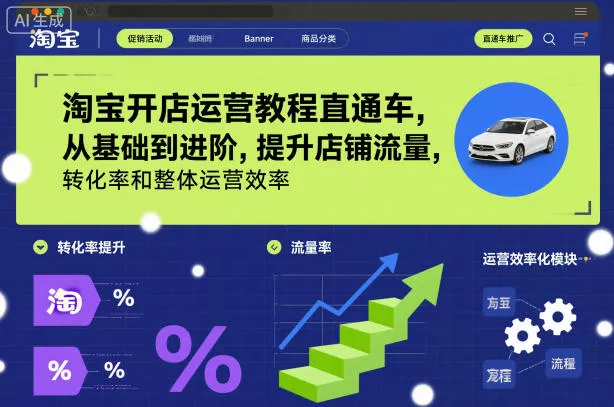 淘宝开店运营教程直通车，从基础到进阶，提升店铺流量，转化率和整体运营效率(更新26年05月27日)客创社区-专注互联网轻资产资源整合与分享客创社区-专注互联网轻资产资源整合与分享