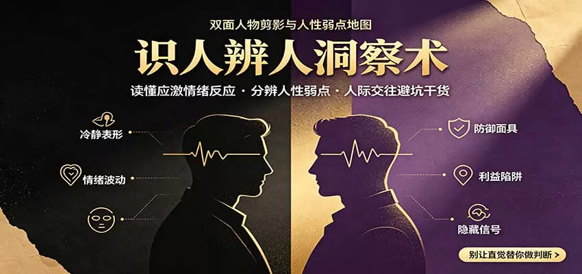 识人辨人进阶心法：读懂应激情绪反应，分辨人性弱点，人际交往避坑干货 《鱼见海科技》-鱼见海资源网-免费PHP网站源码模板,插件软件网创AI智能体资源分享平台！