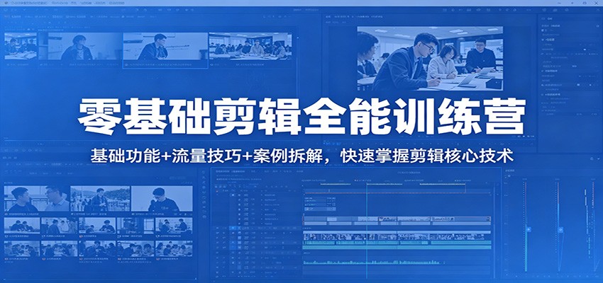 零基础剪辑全能训练营：基础功能+流量技巧+案例拆解，快速掌握剪辑核心技术客创社区-专注互联网轻资产资源整合与分享客创社区-专注互联网轻资产资源整合与分享