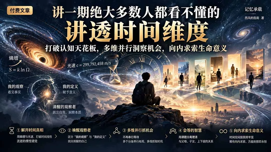 付费文章：讲一期绝大多数人都看不懂的，讲透时间维度，打破认知天花板，多维并行洞察机会，向内求索生命意义客创社区-专注互联网轻资产资源整合与分享客创社区-专注互联网轻资产资源整合与分享