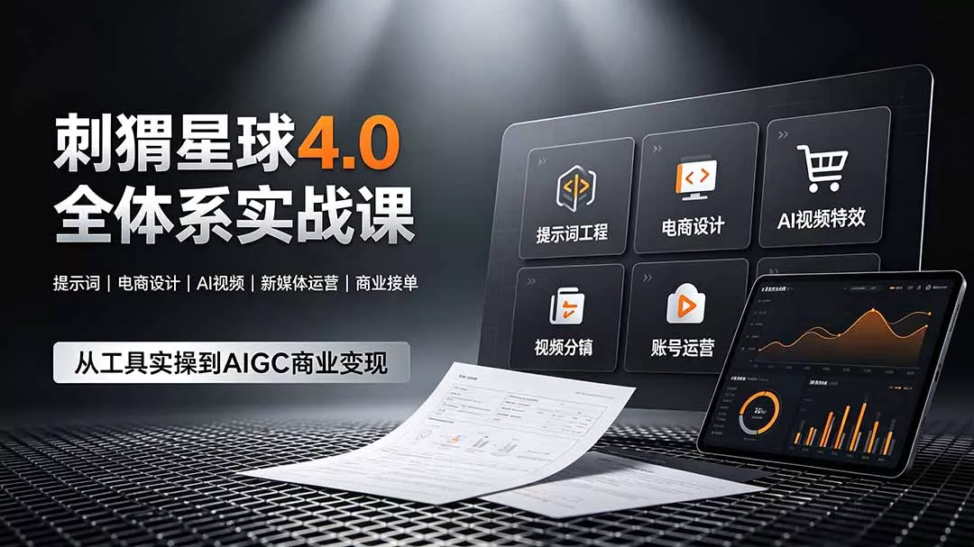 刺猬星球4.0全体系实战课，覆盖提示词工程、电商设计、AI视频特效与新媒体运营，一站式掌握AIGC商业核心技能-软件百科