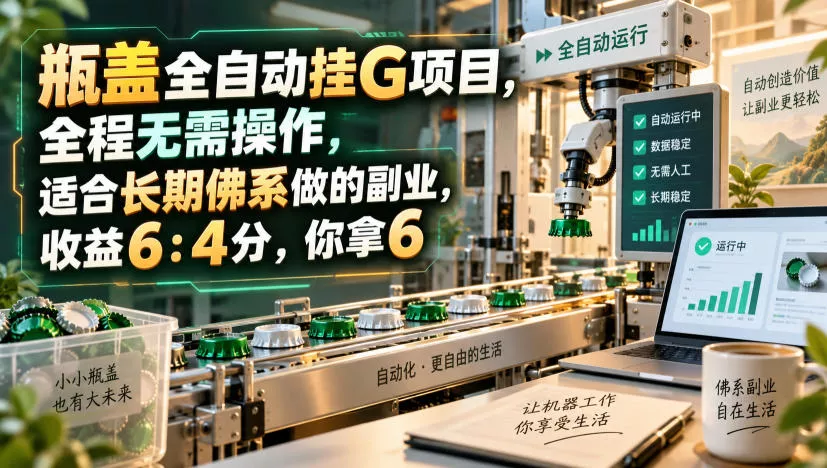 瓶盖全自动挂G项目，全程无需操作，适合长期佛系做的副业，收益6：4分，你拿6【揭秘】客创社区-专注互联网轻资产资源整合与分享客创社区-专注互联网轻资产资源整合与分享