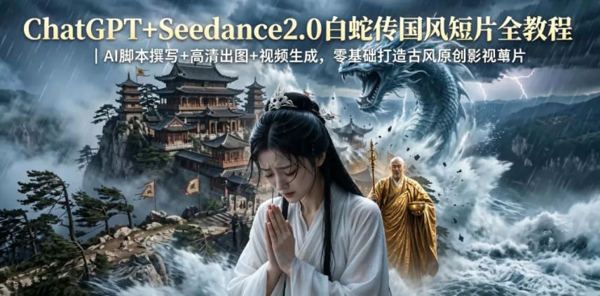 ChatGPT+Seedance2.0白蛇传国风短片全教程｜AI脚本撰写+高清出图+视频生成，零基础打造古风原创影视短片客创社区-专注互联网轻资产资源整合与分享客创社区-专注互联网轻资产资源整合与分享