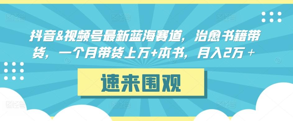 抖音&视频号最新蓝海赛道，治愈书籍带货，一个月带货上万+本书，月入2万＋【揭秘】客创社 - 专注互联网轻资产创业及网络项目资源整合与分享客创社 - 专注互联网轻资产创业及网络项目资源整合与分享