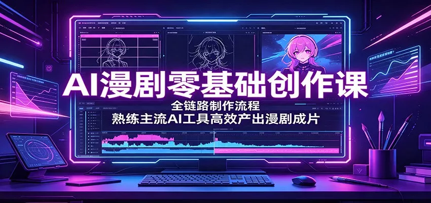 AI漫剧零基础创作课：全链路制作流程，熟练主流AI工具高效产出漫剧成片-软件百科
