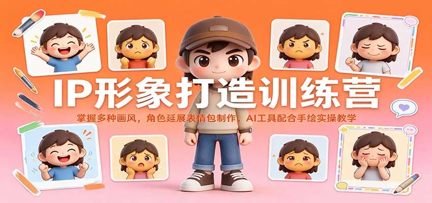 IP形象打造训练营：掌握多种画风，角色延展表情包制作，AI工具配合手绘实操教学客创社区-专注互联网轻资产资源整合与分享客创社区-专注互联网轻资产资源整合与分享