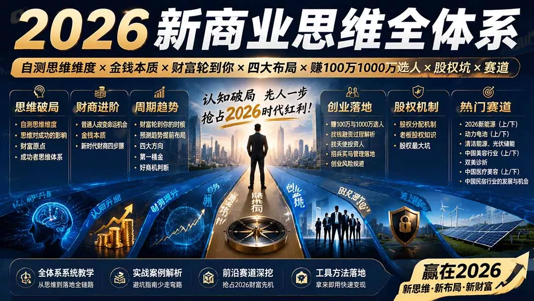 2026新商业思维全体系：自测思维维度×金钱本质×财富轮到你×四