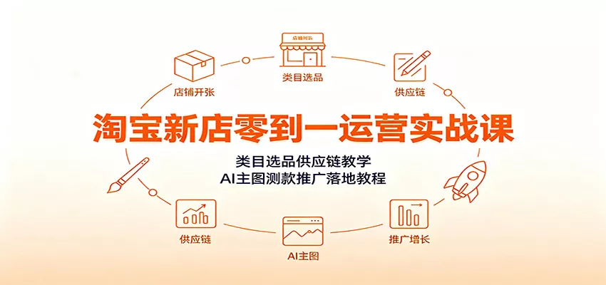 淘宝新店零到一运营实战课：类目选品供应链教学，AI主图测款推广落地教程客创社区-专注互联网轻资产资源整合与分享客创社区-专注互联网轻资产资源整合与分享