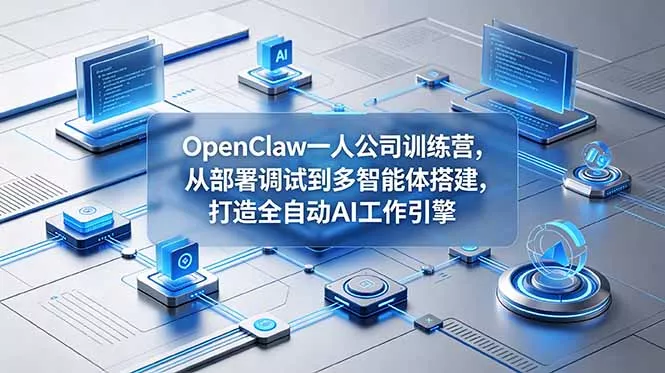 OpenClaw 一人公司训练营，从部署调试到多智能体搭建，打造全自动 AI 工作引擎-鱼见海资源网-免费PHP网站源码模板,插件软件网创AI智能体资源分享平台！