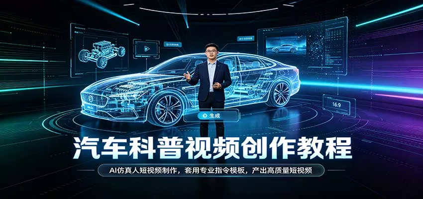 汽车科普视频创作教程：AI仿真人短视频制作，套用专业指令模板，产出高质量短视频客创社区-专注互联网轻资产资源整合与分享客创社区-专注互联网轻资产资源整合与分享