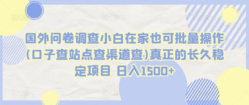 国外问卷调查小白在家也可批量操作(口子查站点查渠道查)真正的长久稳定项目 日入1500+【揭秘】客创社 - 专注互联网轻资产创业及网络项目资源整合与分享客创社 - 专注互联网轻资产创业及网络项目资源整合与分享