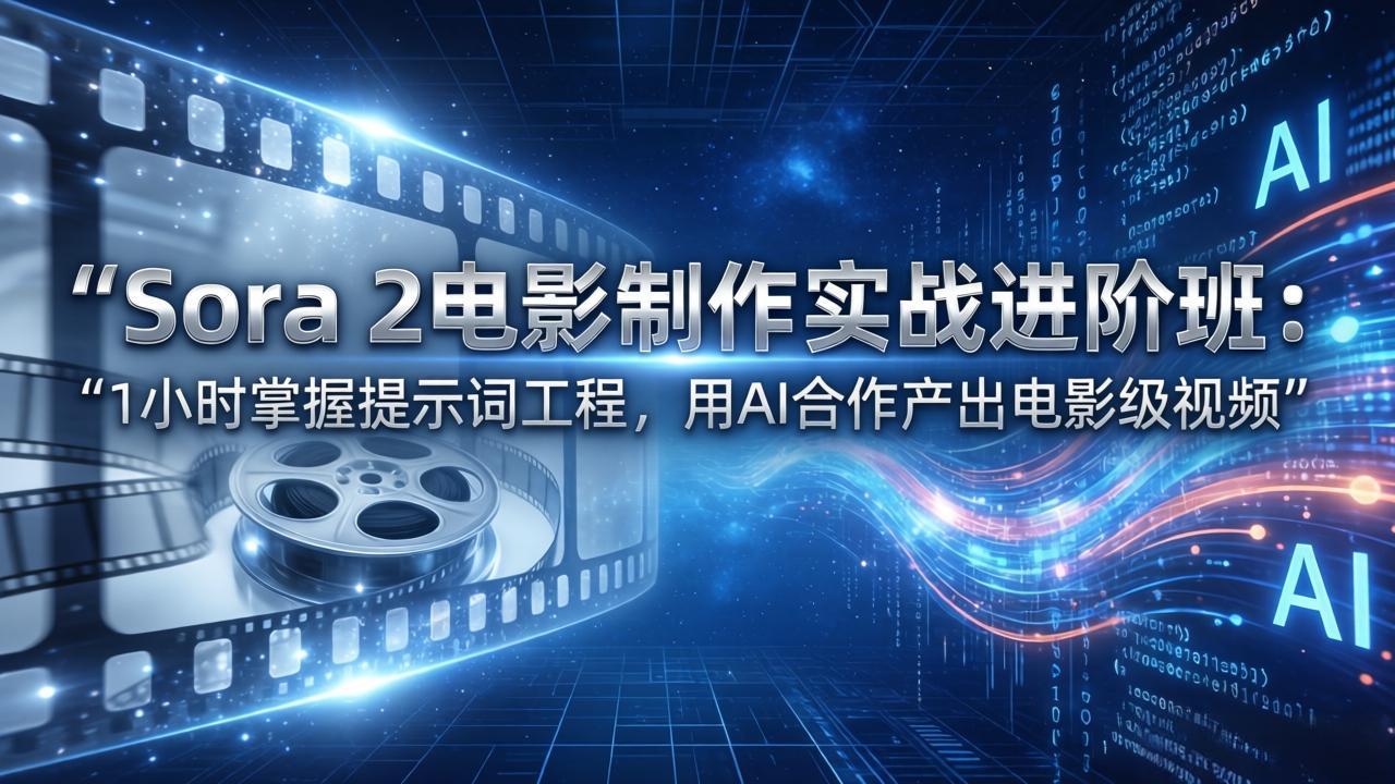 Sora 2电影制作实战进阶班：1小时掌握提示词工程，用AI合作产出电影级视频客创社区-专注互联网轻资产资源整合与分享客创社区-专注互联网轻资产资源整合与分享