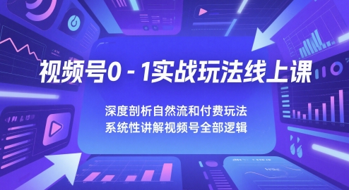 视频号0-1实战玩法线上课，深度剖析自然流和付费玩法，统性讲解视频号全部逻辑-客创社 - 专注互联网轻资产创业及网络项目资源整合与分享客创社-免费且强大的项目分享网站！