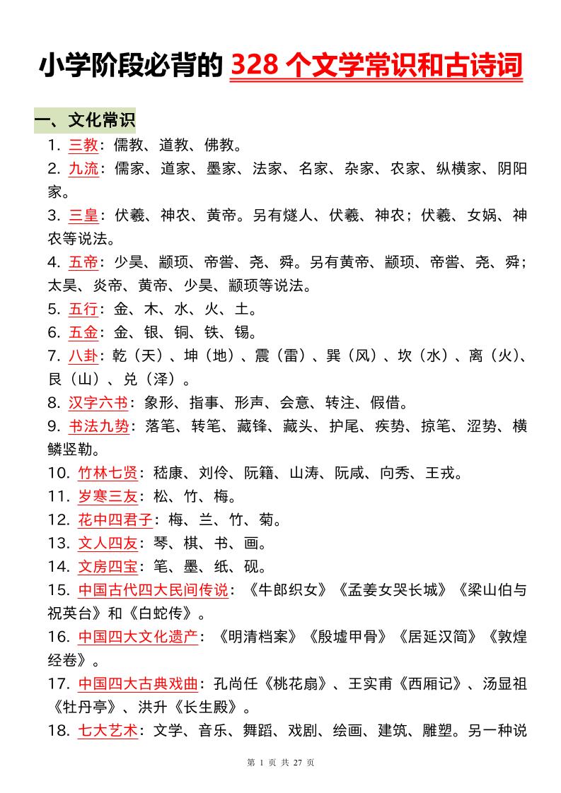 小升初语文必背的328个文学常识和古诗词-客创社 - 专注互联网轻资产创业及网络项目资源整合与分享客创社-免费且强大的项目分享网站！