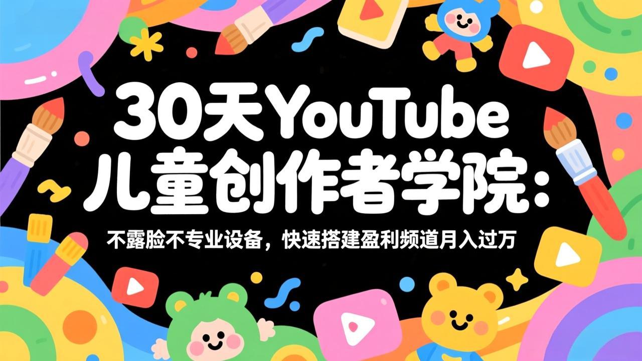 30天YouTube儿童创作者学院：不露脸不专业设备，快速搭建盈利频道月入过万-鱼见海资源网-免费PHP网站源码模板,插件软件网创AI智能体资源分享平台！