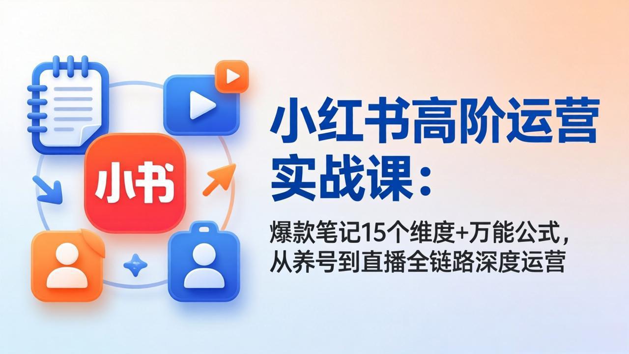 小红书高阶运营实战课：爆款笔记15个维度+万能公式，从养号到直播全链路深度运营 《鱼见海科技》-鱼见海资源网-免费PHP网站源码模板,插件软件网创AI智能体资源分享平台！
