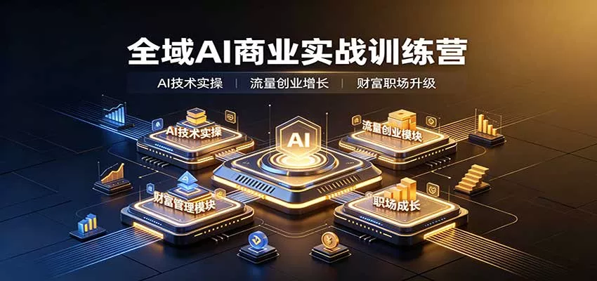 全域AI商业实战训练营：涵盖AI技术实操、流量创业、财富管理与职场成长全体系内容客创社区-专注互联网轻资产资源整合与分享客创社区-专注互联网轻资产资源整合与分享