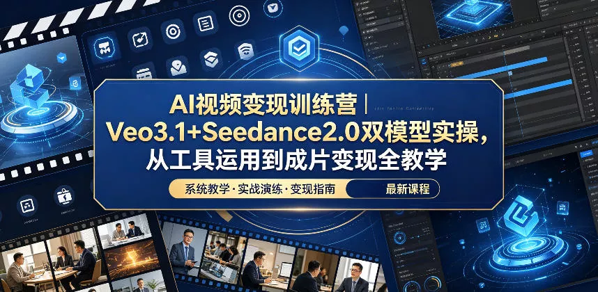 AI视频变现训练营｜Veo3.1+Seedance2.0双模型实操，从工具运用到成片变现全教学 《鱼见海科技》-鱼见海资源网-免费PHP网站源码模板,插件软件网创AI智能体资源分享平台！
