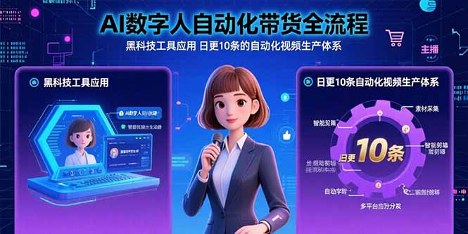 AI数字人自动化带货全流程：黑科技工具应用 日更10条的自动化视频生产体系-客创社 - 专注互联网轻资产创业及网络项目资源整合与分享客创社-免费且强大的项目分享网站！