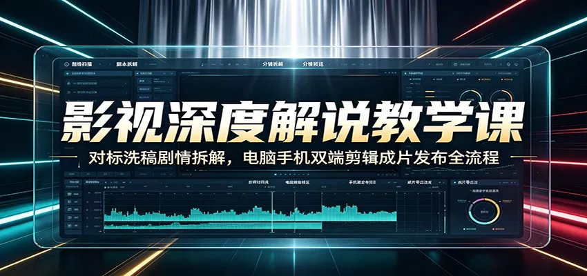 影视深度解说教学课：对标洗稿剧情拆解，电脑手机双端剪辑成片发布全流程-软件百科