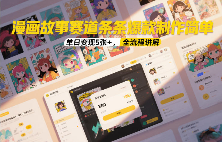 漫画故事赛道条条爆款制作简单，单日变现5张+，全流程讲解客创社区-专注互联网轻资产资源整合与分享客创社区-专注互联网轻资产资源整合与分享