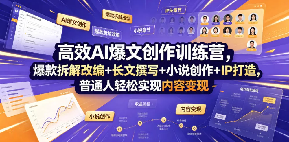 高效AI爆文创作训练营，爆款拆解改编+长文撰写+小说创作+IP打造，普通人轻松实现内容变现客创社区-专注互联网轻资产资源整合与分享客创社区-专注互联网轻资产资源整合与分享