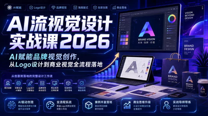 AI流视觉设计实战课2026：AI赋能品牌视觉创作，从Logo设计到商业视觉全流程落地客创社区-专注互联网轻资产资源整合与分享客创社区-专注互联网轻资产资源整合与分享