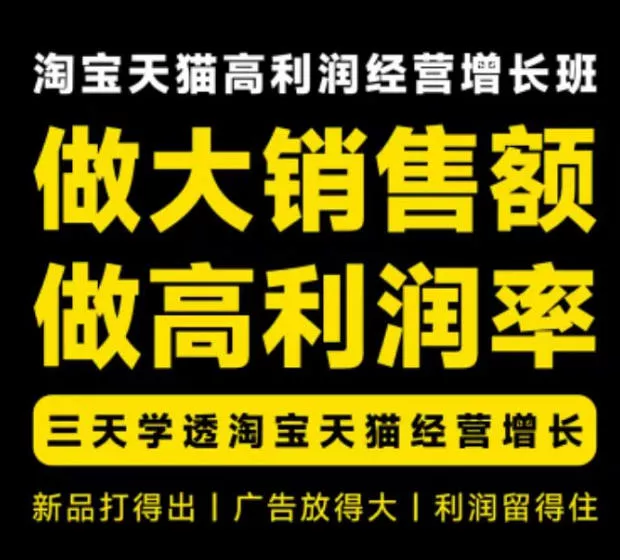 天猫淘宝高利润经营增长班杭州线下课31期8月22-24日，做大销售额做高利润率，三天学透淘宝天猫经营增长 《鱼见海科技》-鱼见海资源网-免费PHP网站源码模板,插件软件网创AI智能体资源分享平台！
