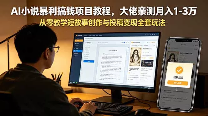 AI小说暴利搞钱项目教程，大佬亲测月入1-3万，从零教学短故事创作与投稿变现全套玩法客创社区-专注互联网轻资产资源整合与分享客创社区-专注互联网轻资产资源整合与分享