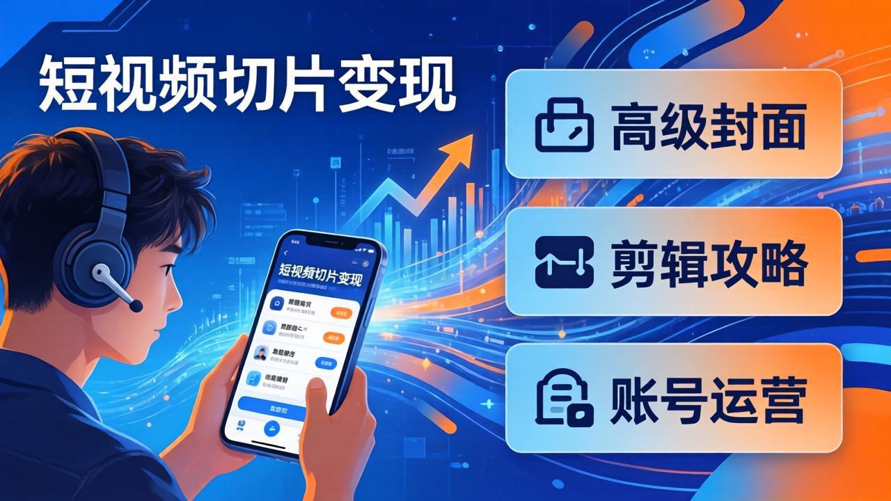 短视频切片变现速成班2.0：高级封面+剪辑攻略+账号运营，0基础小白快速入局副业客创社区-专注互联网轻资产资源整合与分享客创社区-专注互联网轻资产资源整合与分享