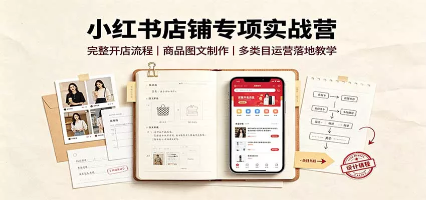 小红书店铺专项实战营：完整开店流程，商品图文制作，多类目运营落地教学客创社区-专注互联网轻资产资源整合与分享客创社区-专注互联网轻资产资源整合与分享
