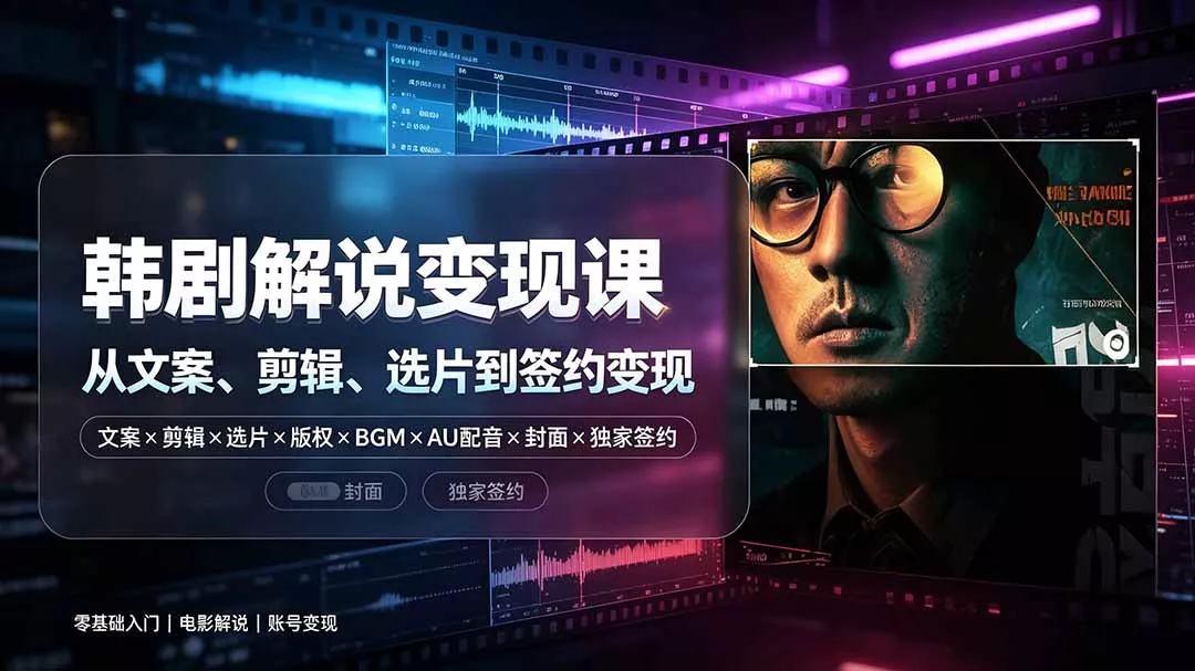抖音270W粉丝博主亲授韩剧解说课：文案×剪辑×选片×版权×BGM×AU配音×封面×独家签约，零基础到变现客创社区-专注互联网轻资产资源整合与分享客创社区-专注互联网轻资产资源整合与分享