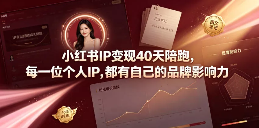 小红书IP变现40天陪跑，每一位个人IP，都有自己的品牌影响力客创社区-专注互联网轻资产资源整合与分享客创社区-专注互联网轻资产资源整合与分享