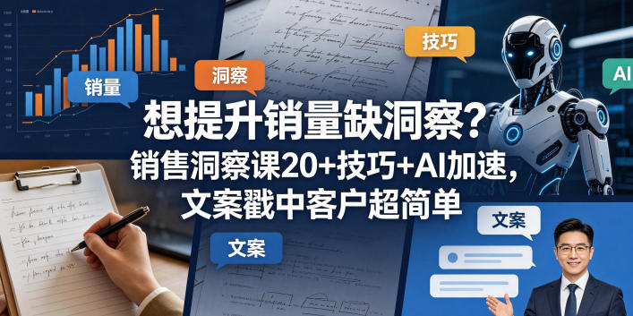 想提升销量缺洞察？销售洞察课20+技巧+AI加速，文案戳中客户超简单【原创双语字幕】-鱼见海资源网-免费PHP网站源码模板,插件软件网创AI智能体资源分享平台！