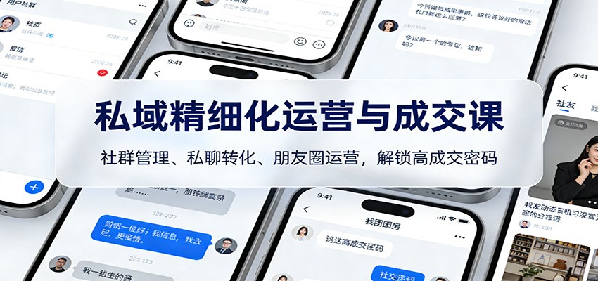 私域精细化运营与成交课：社群管理、私聊转化、朋友圈运营，解锁高成交密码客创社区-专注互联网轻资产资源整合与分享客创社区-专注互联网轻资产资源整合与分享