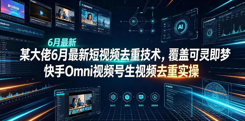 某大佬6月最新短视频去重技术，覆盖可灵即梦快手Omni视频号生视频去重实操客创社区-专注互联网轻资产资源整合与分享客创社区-专注互联网轻资产资源整合与分享